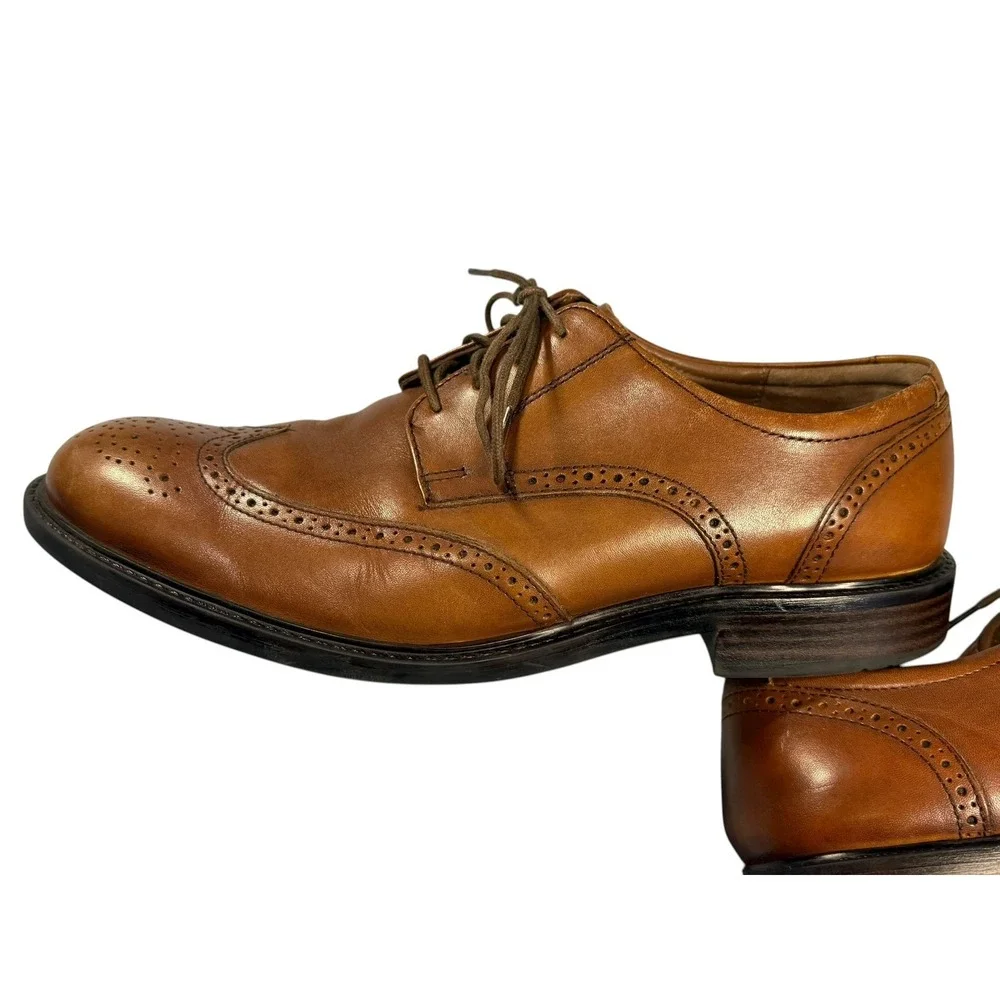 Johnston & Murphy 20-1862 Tabor Brown Leather Wingtip Shoes Mens Size 11 1/2 M
